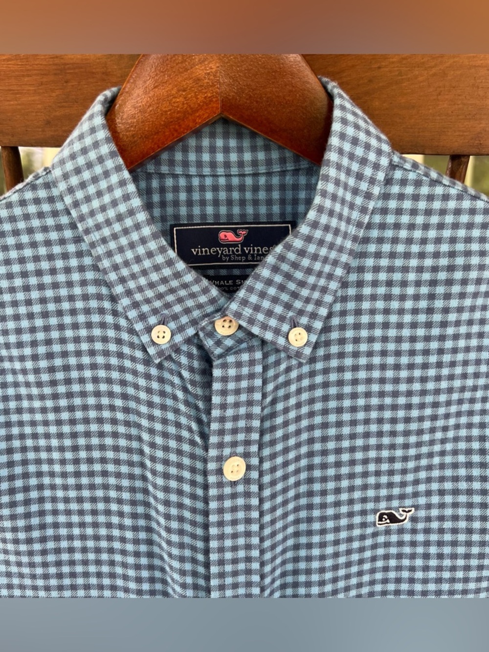 Vineyard Vines Boys Blue Plaid Flannel Shirt Long Sleeve Button Up Sz M (12-14)